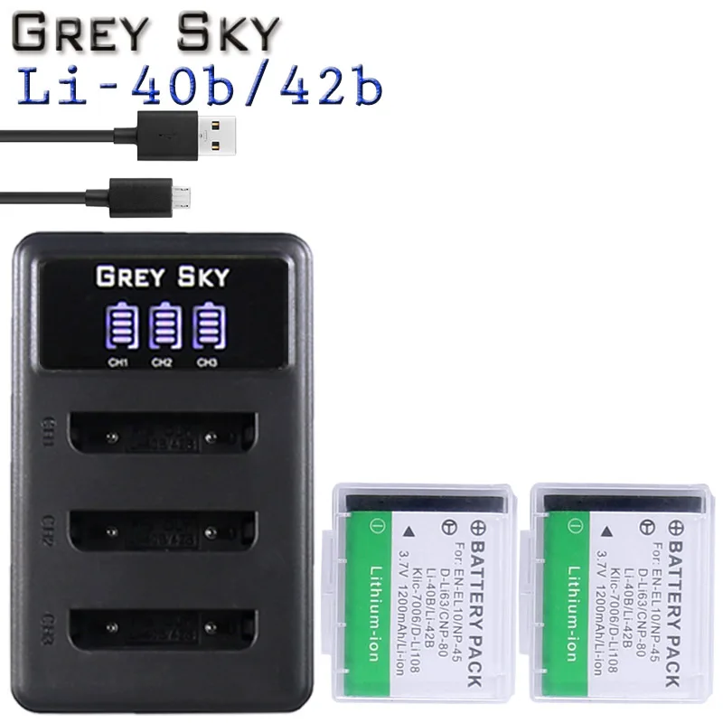 Charger and 2battery 6 x Li-40B LI-42B LI 40B 42B LI40B батареи+ ЖК USB зарядное устройство для FUJIFILM NP-45 NP 45 NP45 NP 45A 45B 45S для Nikon EN-EL10 - Цвет: Charger and 2battery