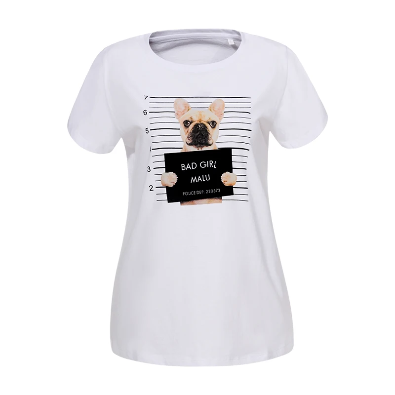 GLO STORY 2019 женские летние футболки с короткими рукавами и принтом собаки Женские