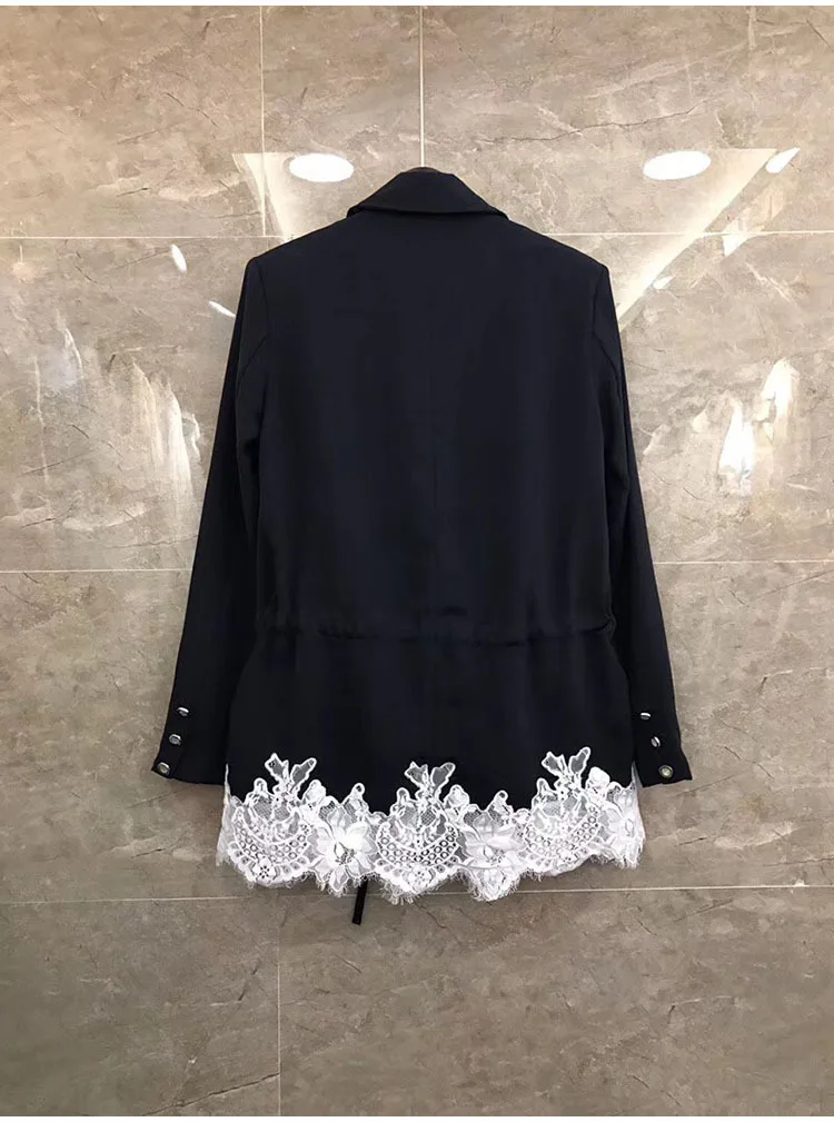 Блейзер с кружевами и шнуровкой приталенный костюм длинными рукавами высокой