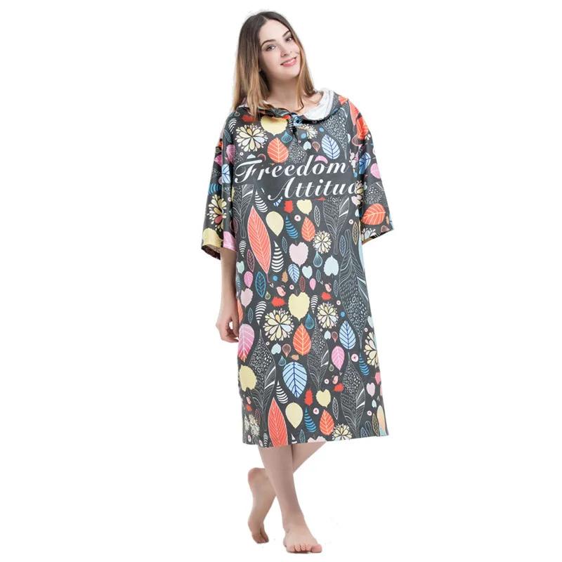 Купальный халат с принтом в виде листьев модное пляжное полотенце капюшоном для