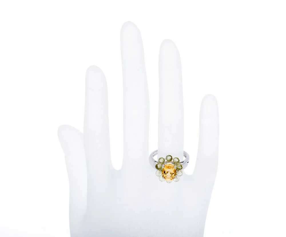 Мода цветок Форма реального 3.2Ct натуральный цитрин и лимонный кварц камень