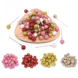 50 шт.лот блестящие золотые фрукты рождественские искусственные Ягоды Искусственные цветы тычинки для свадьбырождевечерние НКИ украшение сделай сам