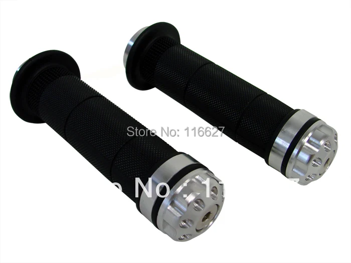

Silver 7/8" Handlebar CNC End Cap Rubber Hand Grips for sportbikes dirtbikes Honda Yamaha Suzuki Kawasaki Ducati BMW