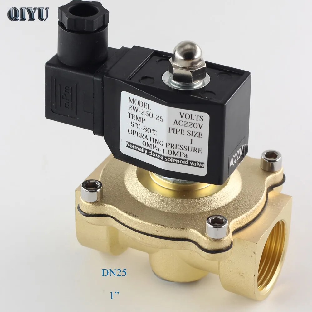 AC110V/220 V/380 V, DC12V/24 V, нормально закрытый Соленоидный клапан воды, латунные воздушные клапаны DN10 DN15 DN20 DN25 DN32 DN40 DN50