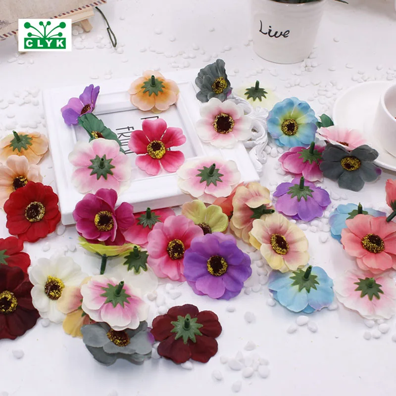 10pcs/lot silk chrysanthemum flower simulation DIY handmade cloth flowers small sunflower head | Дом и сад