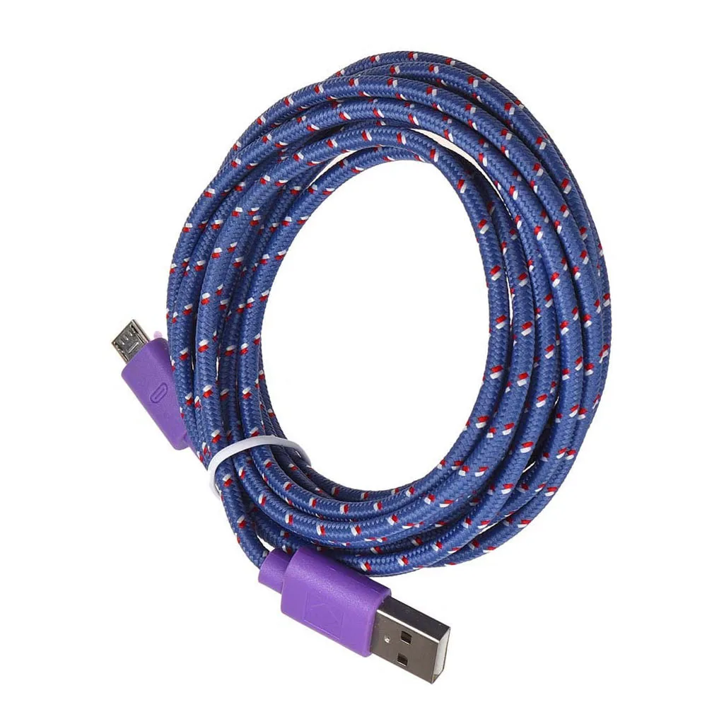HFES Универсальный 3 м/10 футов Micro USB нейлоновый сетчатый кабель для передачи данных