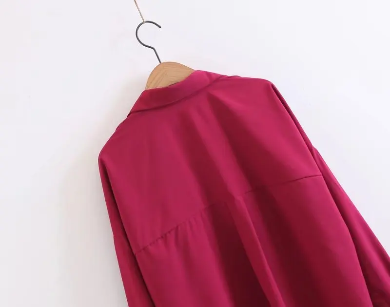 H.SA Women Red Shirts 2019 Long Sleeve Loose Oversized Sexy Tops and Blouses korean fashion clothing Female blusa feminina |