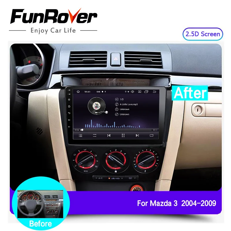 Funrover 2.5D+ ips 2 Din android 9,0 Автомобильный мультимедийный dvd Радио для Mazda 3 Mazda3 2004-2009 Автомобильный dvd gps навигации стерео проигрыватель
