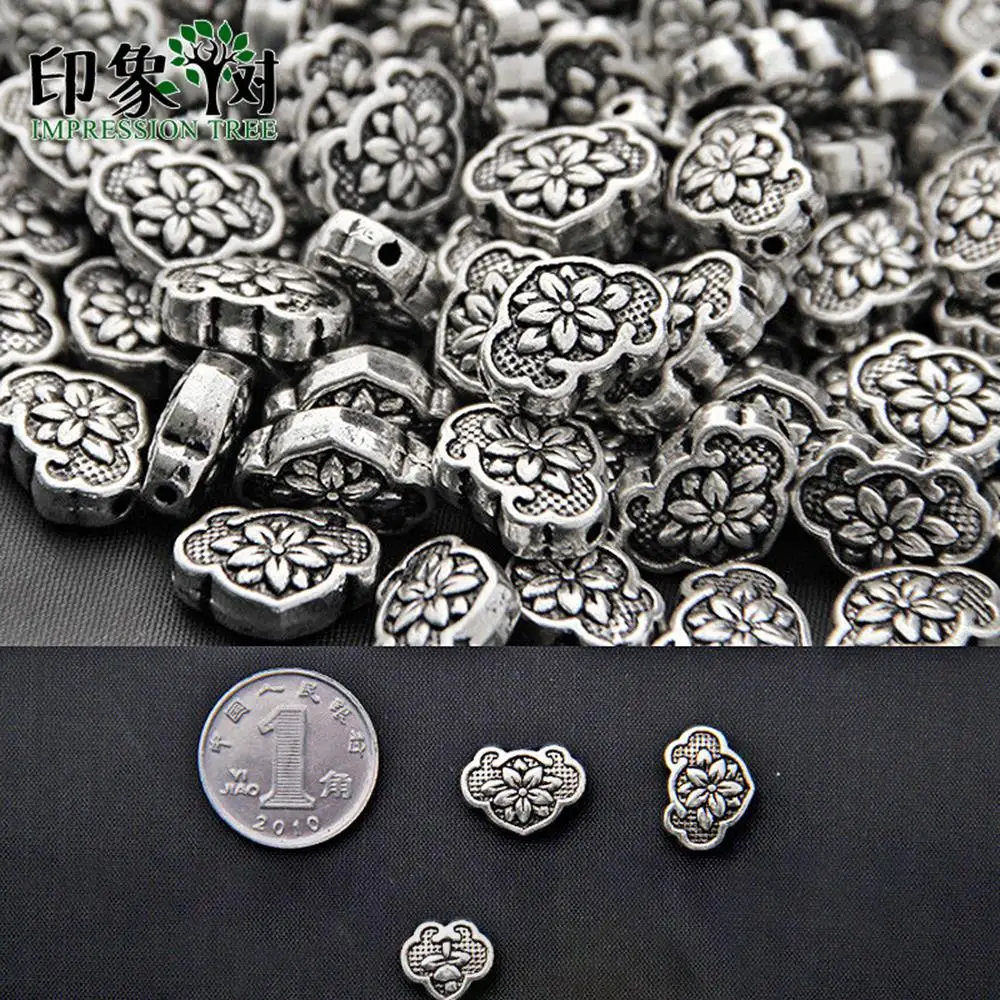 

10Pcs/Lot 10*13mm Silver Tone Metal Beads Ruyi Shape Loose Spacer Beads For Jewelry Making Bracelets Accessories Handmade 806