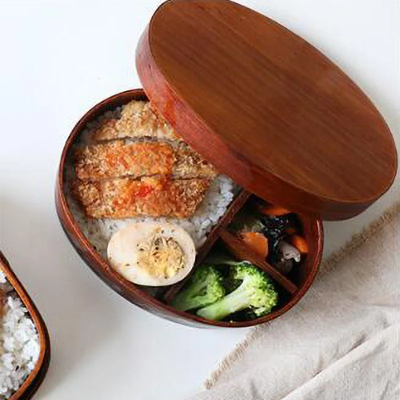 Новая коробка Bento деревянная коробочка для обедов для детские палочки для еды набор для пикника портативный деревянный контейнер для еды школьный Ланчбокс столовая посуда для студентов