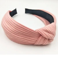 pink cotton headband women hair accessories solid color knot hairband ladies soft hairband adults headwear top bow head band