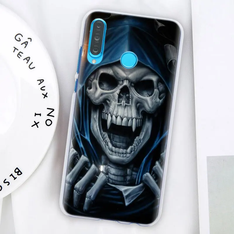 Мрачный смерть с косой Скелет Роскошный чехол для телефона для huawei P30 P30 Pro P9 P10 P20 Lite P Smart плюс вид 20 Жесткий задний Чехол бант