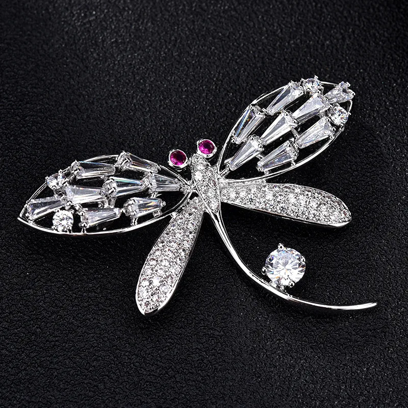 Qingking украшений элегантный Стрекоза Брошь контакты декор с Цирконом Модные