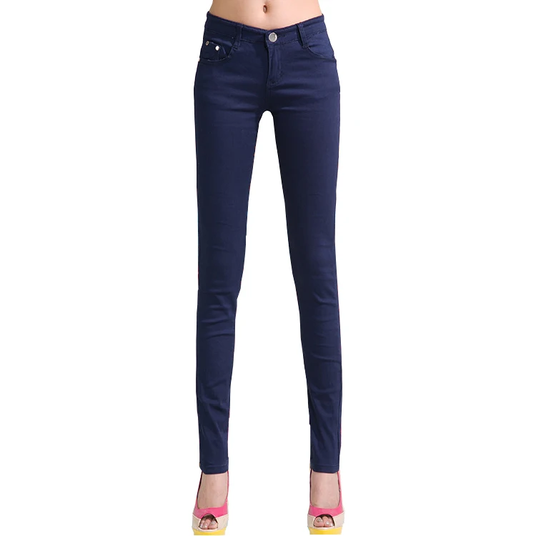 Navy Jeans Женские джинсы, яркие брюки, узкие джинсы, женские эластичные облегающие брюки, средняя талия, полная длина, на молнии, Стрейчевые узкие женские штаны - Цвет: Navy Jeans