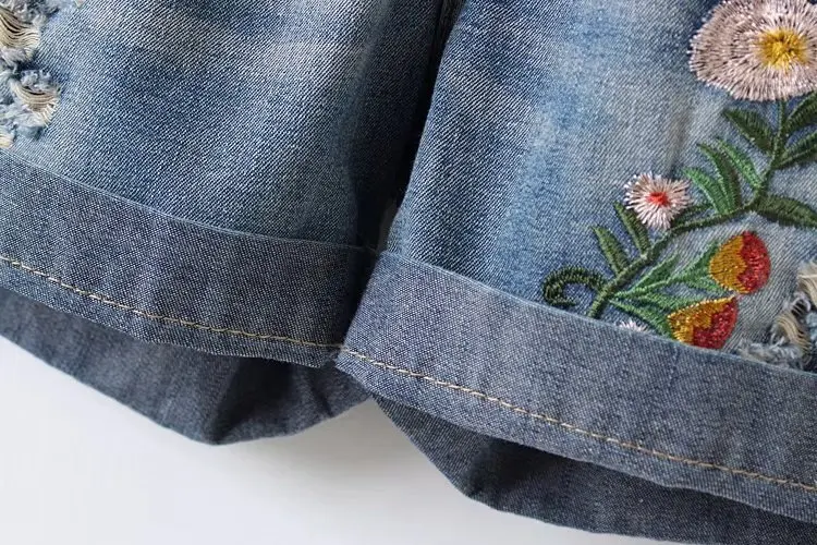 Женские летние шорты свободные с высокой талией и розой|summer denim shorts|shorts femalewaist shorts
