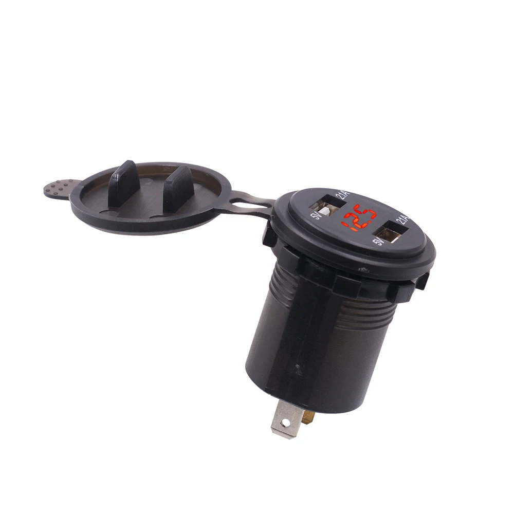 Автомобильное зарядное устройство с двумя usb-портами для мотоцикла светодиодное