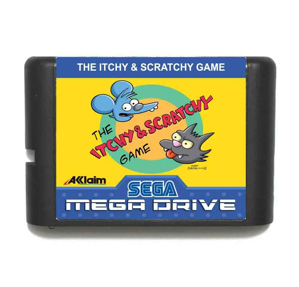 Зуд и першение 16 бит MD карточная игра с коробку для Sega Megadrive/Genesis|itchy and scratchy|16 bitmd game