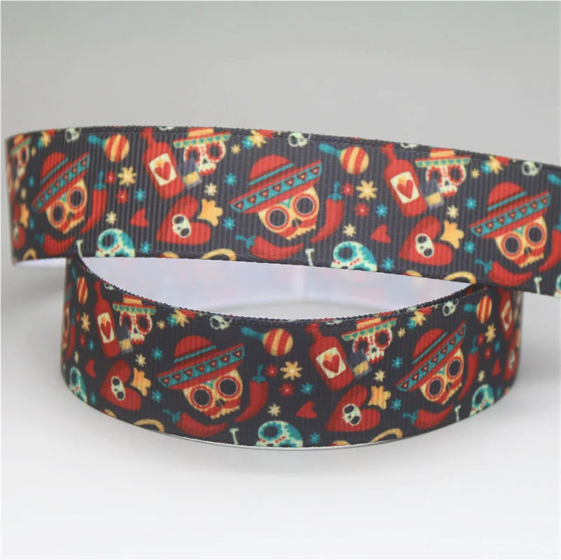DUWES 50 ярдов собака мультфильм Мехико кактус напечатанный grosgrain ленточный аксессуар hairbow головной убор украшения оптом OEM D982 - Цвет: 1