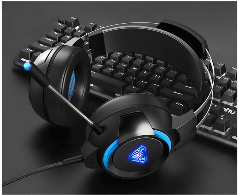 Black 7.1 AULA USB E-Sport игровая гарнитура 7,1 со светом профессиональные студийные наушники Проводная гарнитура наушники компьютерный геймер для ПК - Цвет: Black 7.1