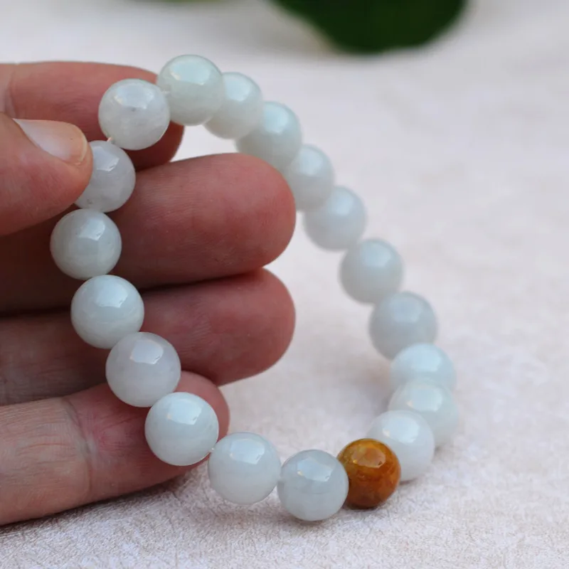 

wholesale Natural A grade jades White Round Buddha Beads Bracelet Single Lap Bracelet Bangles Woman's fashion Jades Jewelry