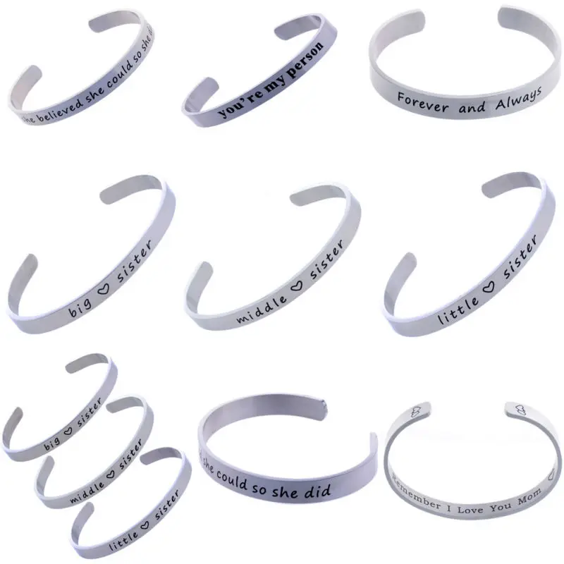 Браслет манжета из нержавеющей стали лучший друг сестра женщины мужчины дружба