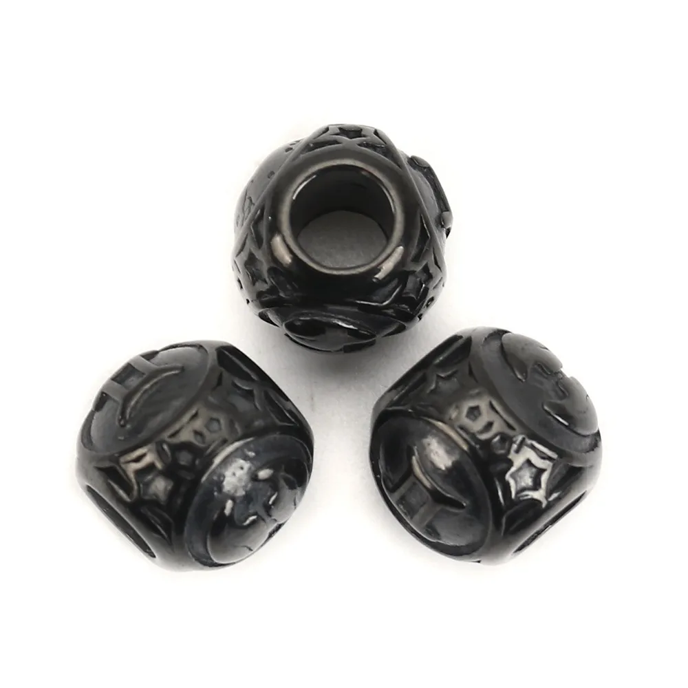 DoreenBeads 304 распорка из нержавеющей стали бусины Круглый черный знак созвездий 10 мм(3/") Диаметр., Отверстие: Приблизительно 4,3 мм, 1 шт