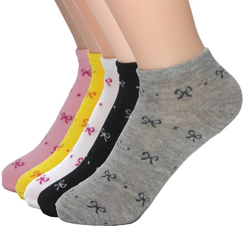 10 пара/лот милые повседневные однотонные носки с бантиком для девочек красивые