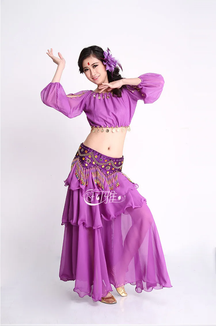 Belly Dance Costume Women Set Performance Indian Dress Long Gypsy Skirts Bollywood Costumes Scarves Midriff Cover | Тематическая