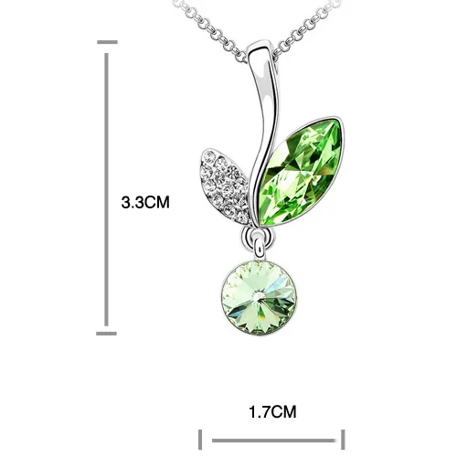 Elegant Green Violet Red Pink Yellow Blue 1.7*3.3cm Pendant Necklaces Gold Plated Women Plant Austrian Crystal Necklace | Украшения и