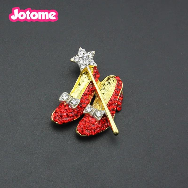 100pcs/lot free shipping gold tone custom 40mm red high heel brooch