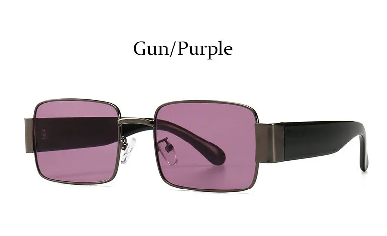 Gun Purple Роскошные Квадратные прозрачные солнцезащитные очки для женщин Ретро Красная прямоугольная металлическая оправа мужские очки черные тени женские - Цвет линз: Gun Purple