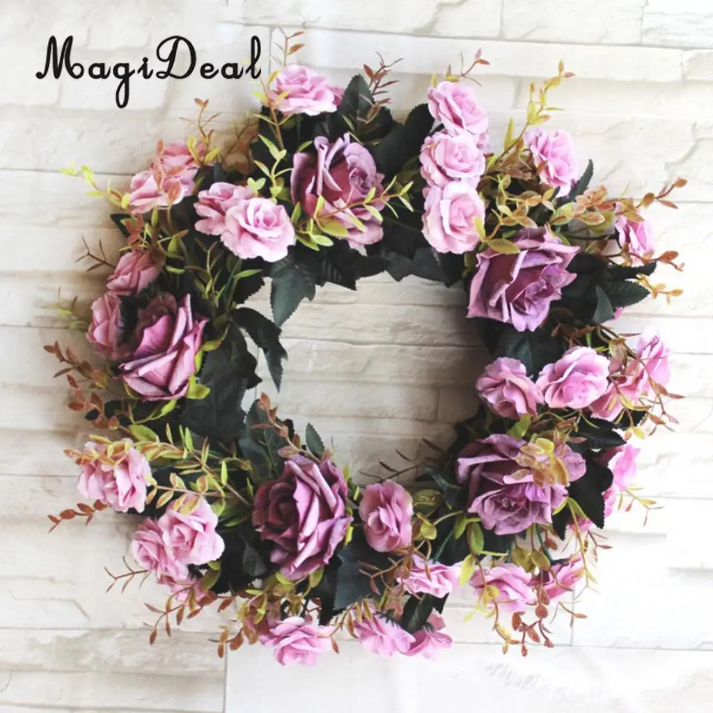 Искусственные Шелковые Розы Венок кольцо Стены Двери Lintel цветок отделка зеркало
