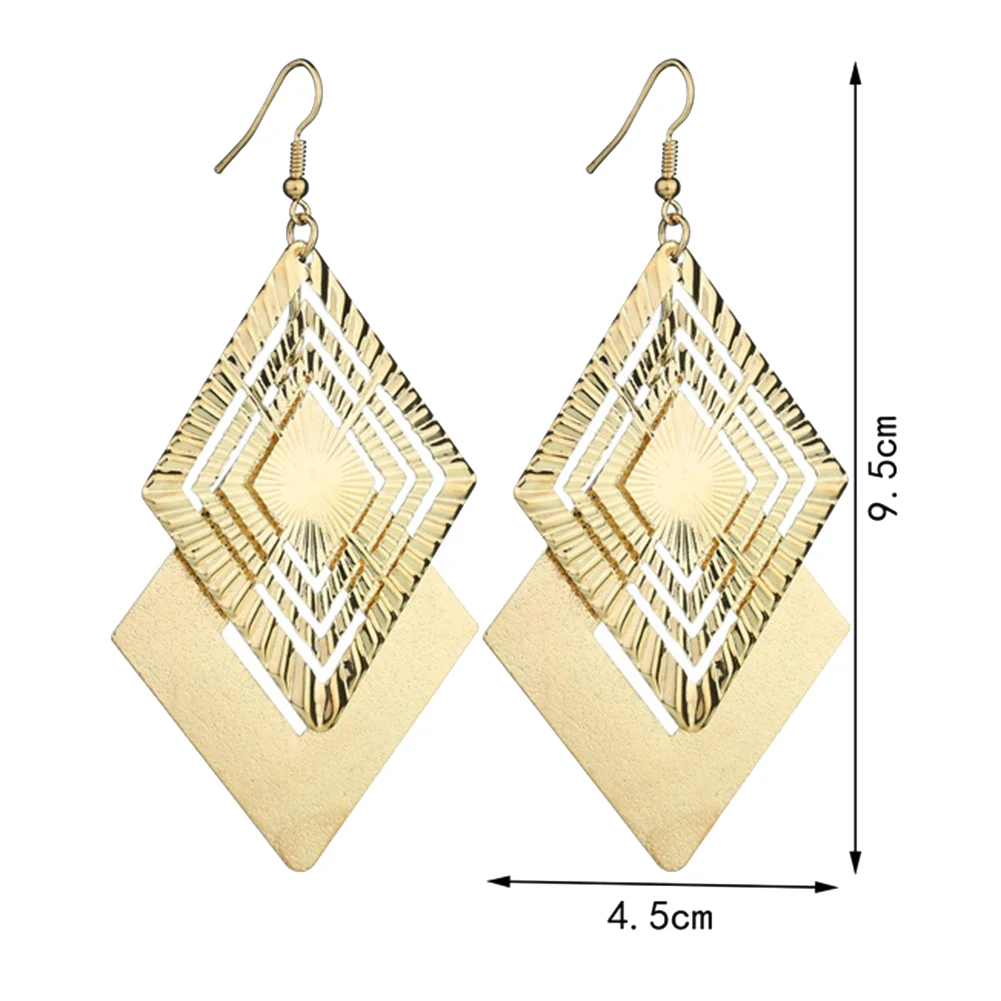 Модные матовые полые двухслойные Ювелирные изделия Ромб длинные висячие