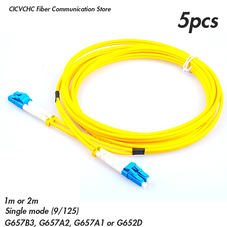 5pcs Duplex CLC/UPC-CLC/UPC-SM (9/125)- G657B3, G657A2, G657A1, G652D-2.0mm Zipcord-2m or 4m Optical Fiber Patchcord/Jumper