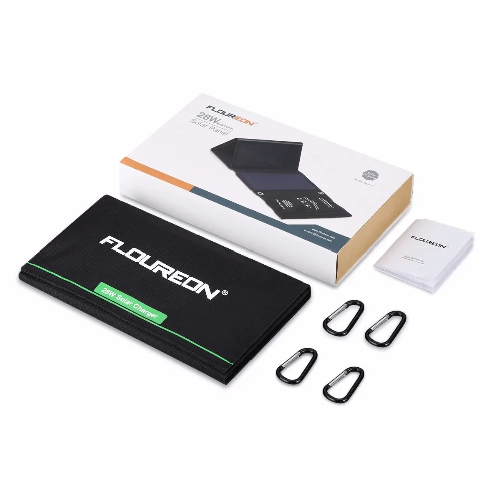 FLOUREON солнечное зарядное устройство 28 Вт солнечная панель с тройными usb портами