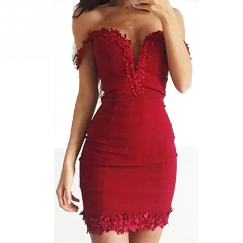 Женское сексуальное летнее платье с открытыми плечами v-образным вырезом для