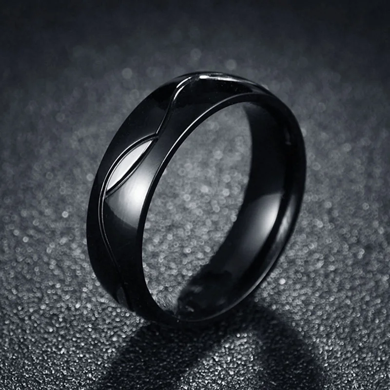 Новый дизайн 6 мм широкое кольцо из нержавеющей стали для пар с волнистым узором