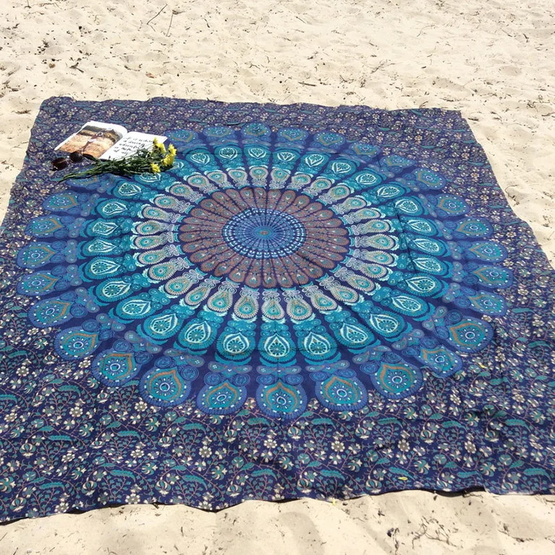 Large 200x150cm Mandala Indian Tapestry Wall Hanging Bohemian Beach Mat Polyester Blanket Yoga Home Bedroom Art Carpet | Дом и сад