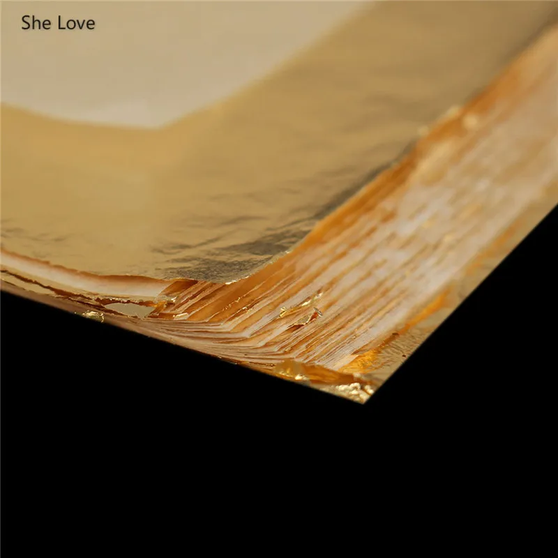 She Love 100 шт. золотой фольги бумажный декор лист покрытие листы 9x9 16x16 см