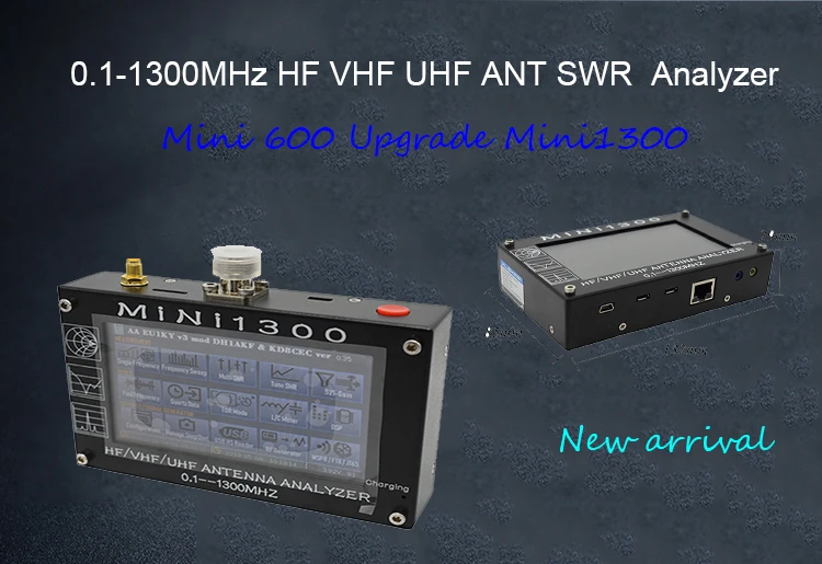 Lusya 4,3 дюймов ЖК-дисплей Mini600 HF антенна УКВ, СКВ анализатор 0,1-600 МГц КСВ метр 1,0-1999 5 В/1.5A для радио C6-007