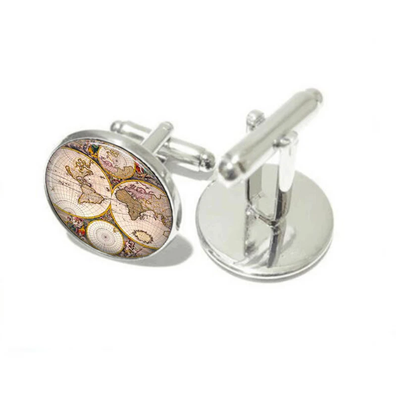 Запонки SUTEYI с изображением карты для мужчин ювелирные украшения со стеклянным