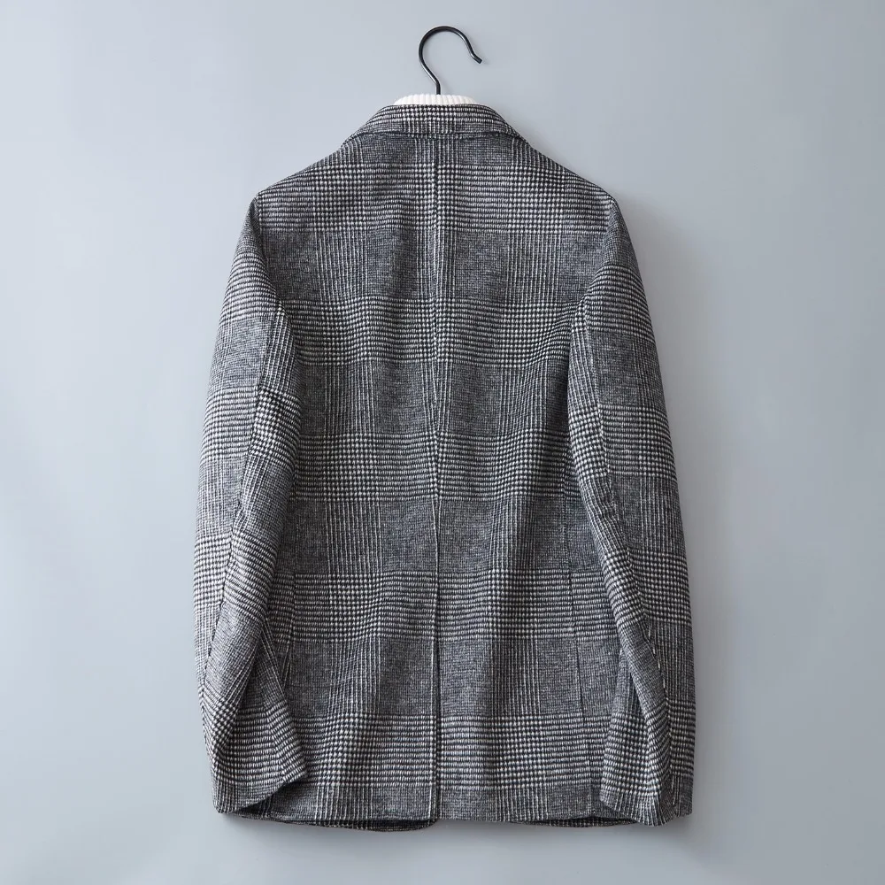 Брендовые двухсторонние шерстяные клетчатые пальто для мужчин 2018 мужские зимние