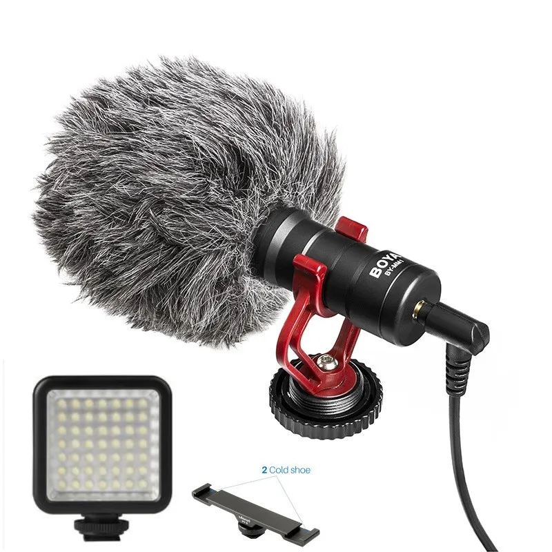 Plate W Mic LED Ulanzi двойной Холодный башмак Удлинитель кронштейн светодиодный видео светильник подставка для микрофона для Nikon Canon EOS M50 sony DSLR камера аксессуары - Цвет: Plate W Mic LED