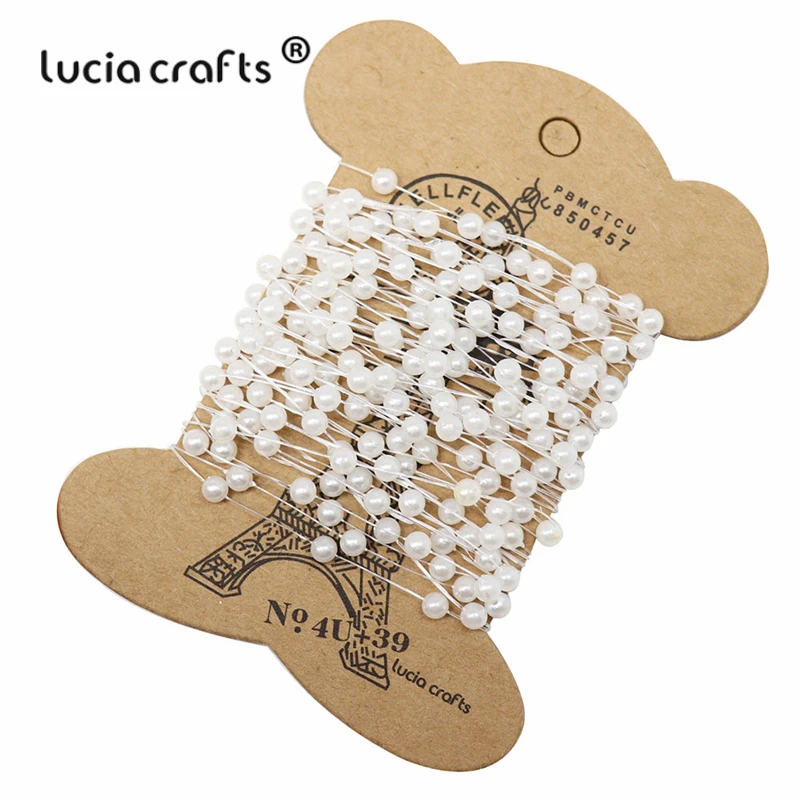 Распродажа! Lucia crafts 4 мм круглые бусины цепочка искусственный жемчуг Гирлянда Цветы Свадебные DIY Украшение дома 6 м/упаковка C0604