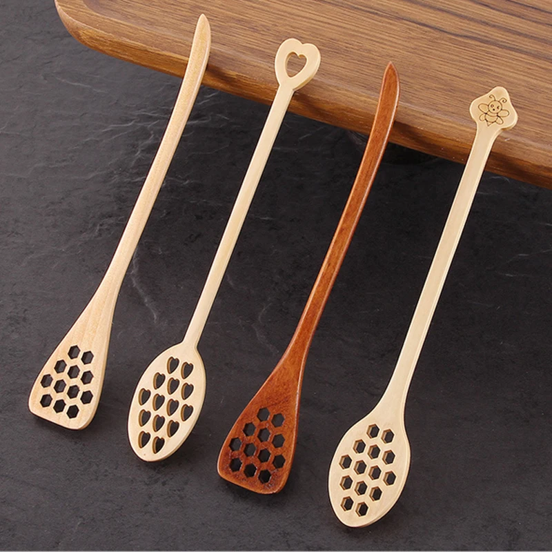 Выдолбленная деревянная медовая кофейная ложка палочка для перемешивания банка