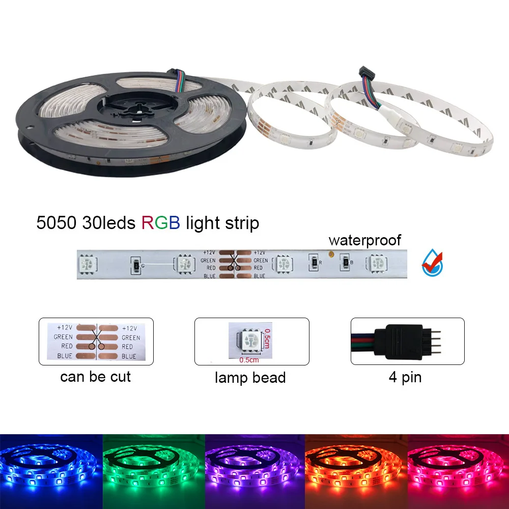 Wifi контроллер RGB Светодиодная лента светильник SMD 2835 60 Светодиодный s 50505 м Водонепроницаемая RGB лента DC 12 В Светодиодная лента s светильник Гибкая полоса лампа