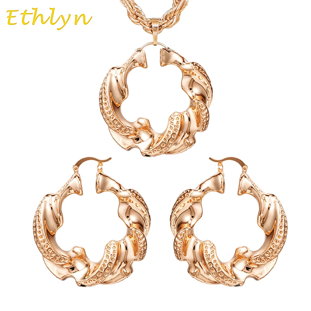 Ethlyn Новое поступление большие серьги-кольца кулон Женские Ювелирные наборы