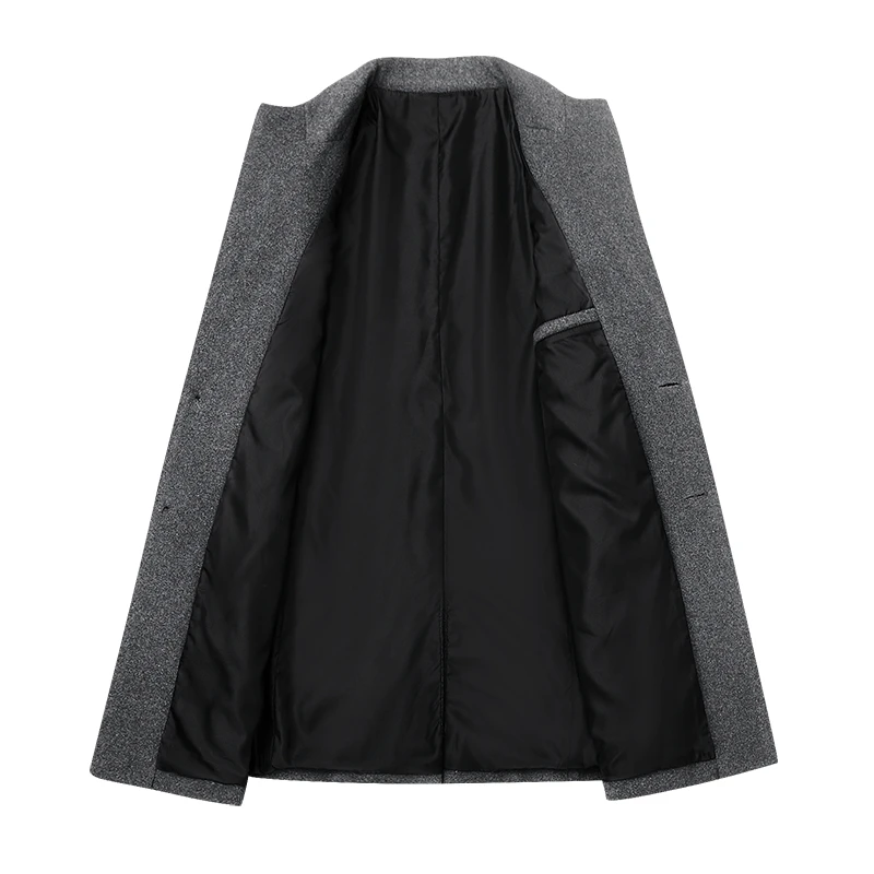 Thick Overcoat Men's Coat Warm Wool Men Fashion Woollen Male Business Casual Autumn Winter Blends Brand Clothing MOOWNUC | Мужская