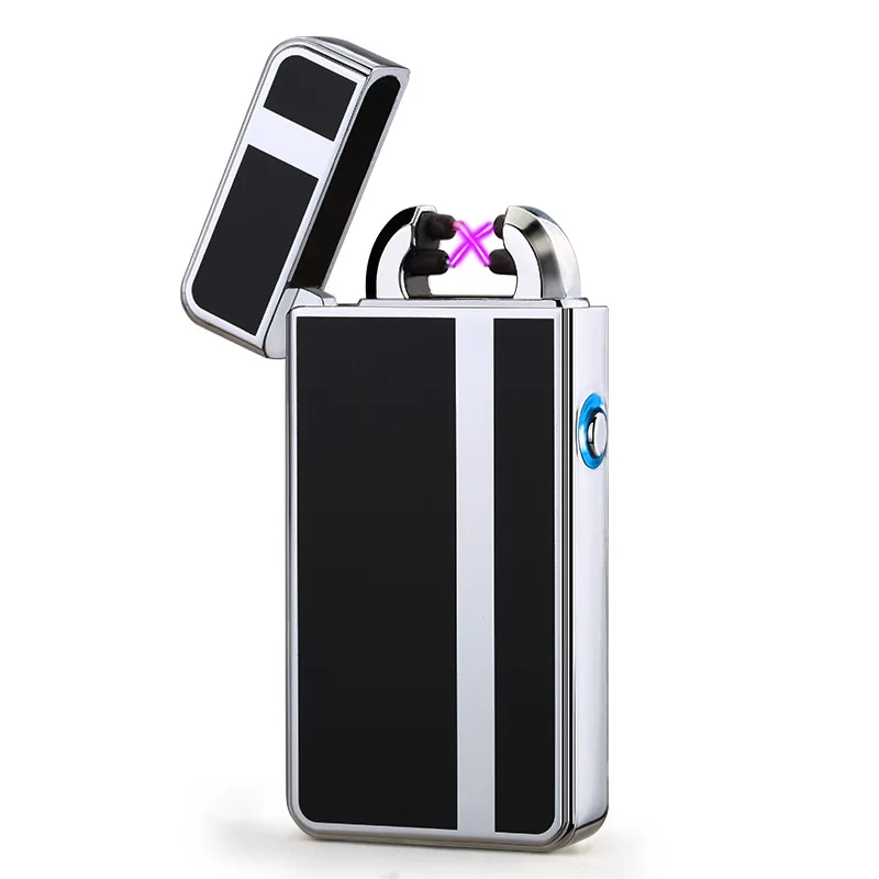 10pcs/lot business models USB electronic pulse double fire lighter metal windproof personalized Valentine's day gift | Дом и сад