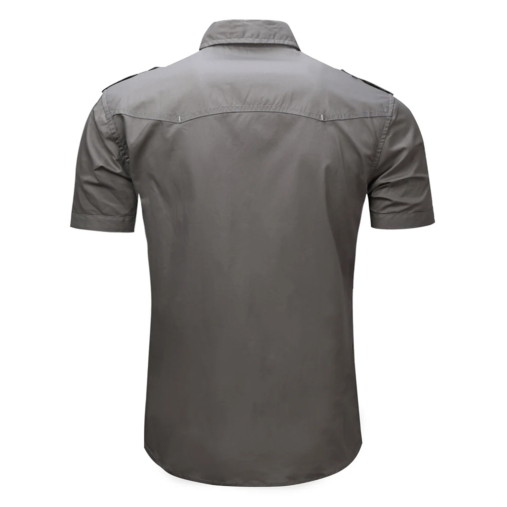 Men's short sleeve Shirt Men Cargo Shirts Fashion Casual Summer Solid Mens Military Plus Size M- | Мужская одежда